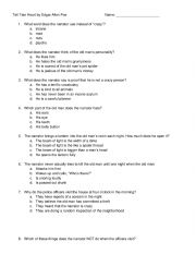 English Worksheet: Tell Tale Heart comprehension questions