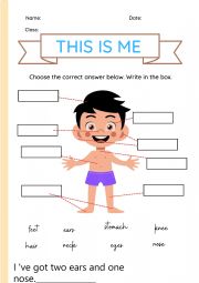 English Worksheet: write the parts of the body