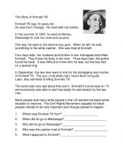 English Worksheet: Emmitt Till