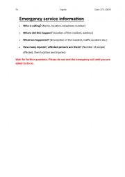 English Worksheet: Emergency help service to copy