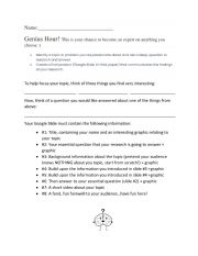 English Worksheet: Genius Hour Presentation Guidelines