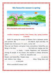 English Worksheet: My favourite season is spring