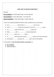 English Worksheet: Zero, First or Second Conditional