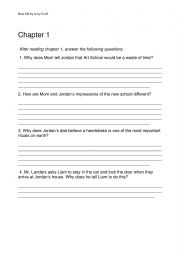 English Worksheet: New Kid by Jerry Craft - Chapter 1 questions