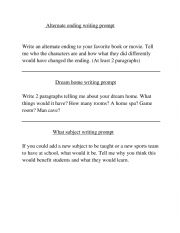 English Worksheet: Writing prompts