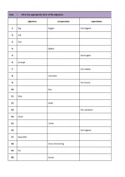 English Worksheet: Comparison of adjectives