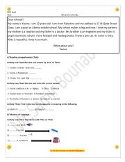 English Worksheet: Text :  My family and me 