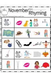 English Worksheet: Rhyming words