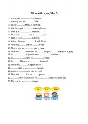 English Worksheet: Articles, grammar