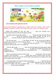 English Worksheet: Why Summer is My Favourite Season
