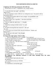 English Worksheet: REPORTED SPEECH& GERUND VS.INFINITIVE