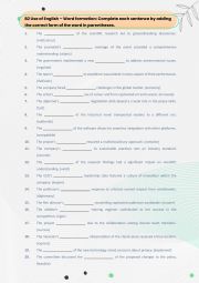 English Worksheet: word formation matura B2