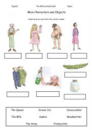 English Worksheet: Big Friendly Giant Main Characters