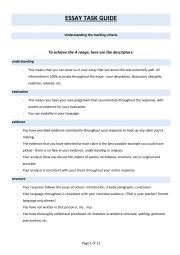 English Worksheet: Of Mice and Men Essay Scaffold Guide