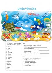 English Worksheet: Under the sea