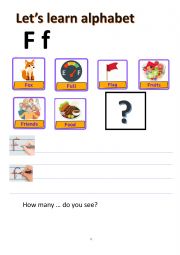 English Worksheet: How to write alphabet F