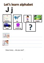 English Worksheet: How to write letter J