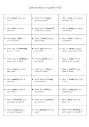 English Worksheet: Comparative or superlative sentence practise 2 B