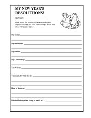 English Worksheet: New years resolutions