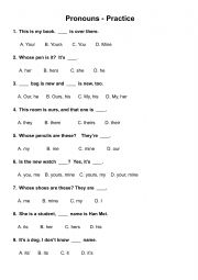 English Worksheet: Pronouns - Practice Worksheet