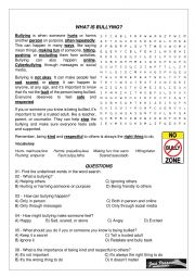 English Worksheet: Bullying Activity