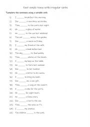 English Worksheet: A1-A2 Past simple tense with irregular verbs