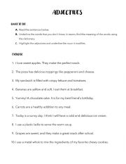 English Worksheet: Food adjectives