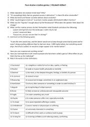 English Worksheet: Your elusive creative genius | Elizabeth Gilbert