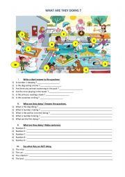 English Worksheet: What are they doing?