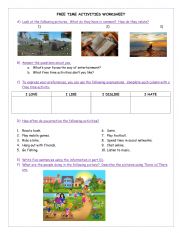 English Worksheet: Free time activities