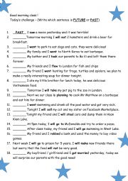 English Worksheet: Past and Future tense practice