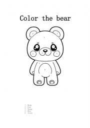 English Worksheet: Color the bear