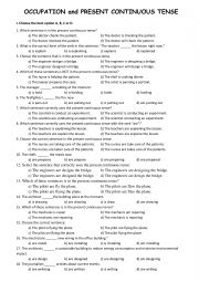English Worksheet: Occupation and Present Continuous Tense