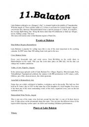 English Worksheet: lake Balaton