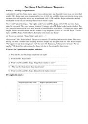 English Worksheet: Past Simple & Past Continuous / Progressive 