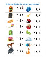 English Worksheet: Alphabet (letters hijk)