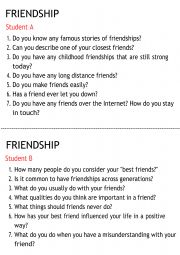 English Worksheet: Friendship - Questions