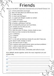 English Worksheet: Friends - Characteristics