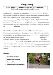 English Worksheet: Hobby horsing