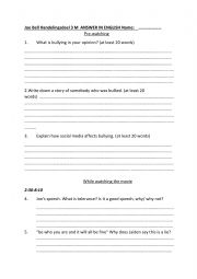 English Worksheet: Joe Bell - questions to the movie