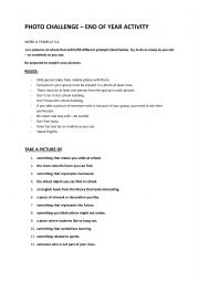 English Worksheet: PHOTO CHALLENGE - End of Year Activity