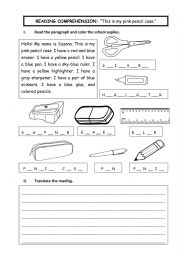 English Worksheet: Classroom suplies 