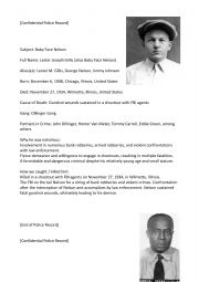 English Worksheet: American Gangsters of the 1920s - FBI File Cards