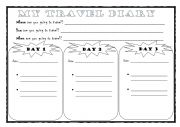 English Worksheet: Writing: My travel diary- use of be going to