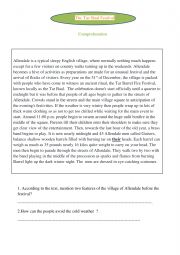 English Worksheet: The Tar Baal Festival