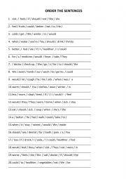 English Worksheet: ORDER SENTENCES WITH WOULD, SHOULD AND COULD