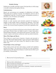 English Worksheet: Food Pyramid readin
