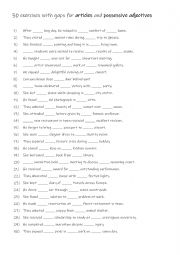 English Worksheet: 30 exercises with gaps for articles and possessive adjectives