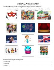 English Worksheet: CARNIVAL VOCABULARY