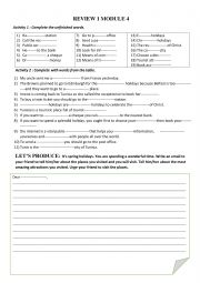 English Worksheet: review module 4